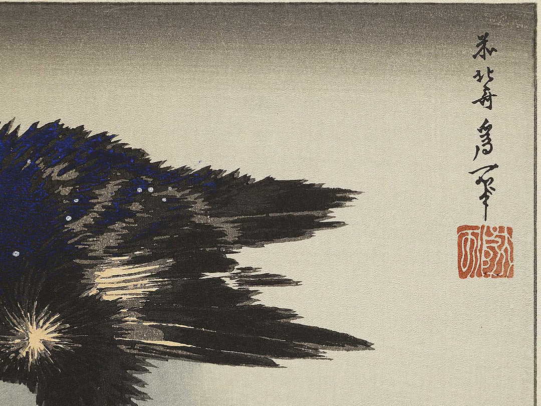 A cormorant stands resolute at the head of a rock by the sea by Katsushika Hokusai, (Medium print size) / BJ321-818