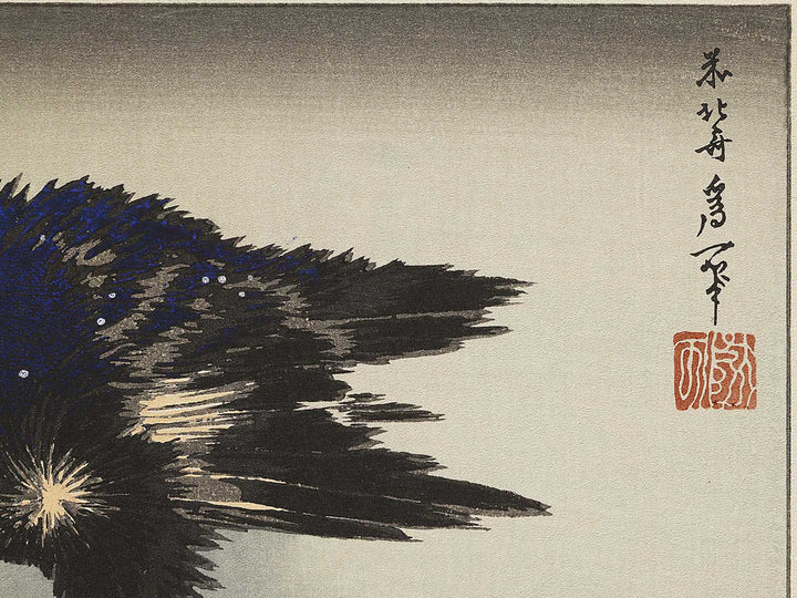 A cormorant stands resolute at the head of a rock by the sea by Katsushika Hokusai, (Medium print size) / BJ321-818