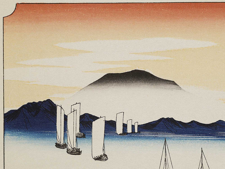 Returning sails at Yabase from the series Eight Views of Omi by Utagawa Hiroshige, (Medium print size) / BJ333-956