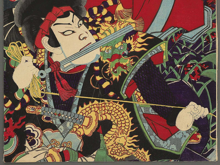 Satomi hakkenden Horyukaku no ba from the series Shunpan kyogen gedai zukushi by Toyohara Kunichika / BJ350-119