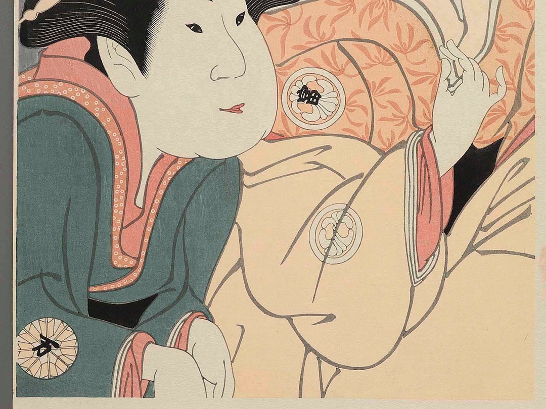 Segawa Tomisaburo II as Yadorigi, wife of Ogishi Kurando, and Nakamura Man'yo as the chambermaid Wakakusa by Toshusai Sharaku, (Large print size) / BJ224-329