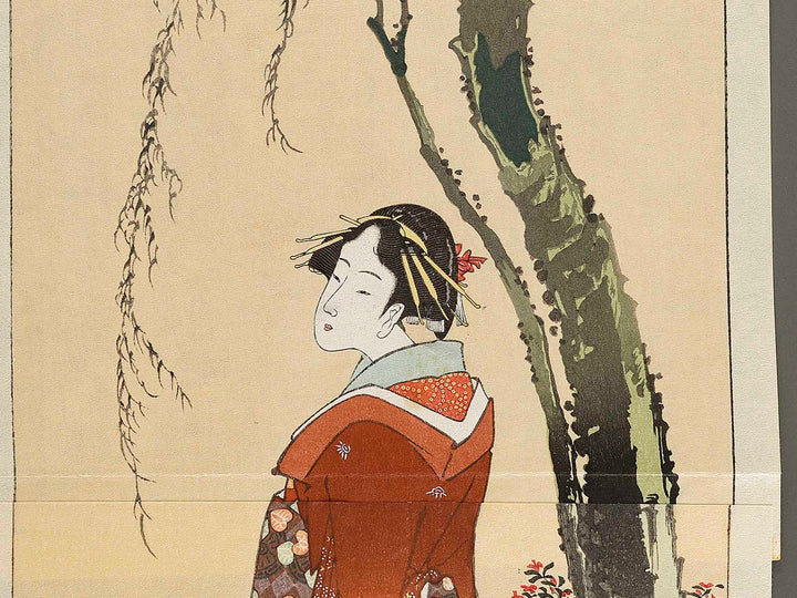 A beautiful woman standing beside the willow by Katsushika Hokusai, (Large print size) / BJ327-593