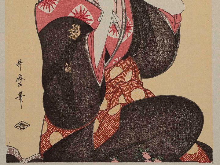Hanazuma of the Hyogoya from the series A Collection of Contemporary Popular Beauties  by Kitagawa Utamaro, (Medium print size) / BJ226-121