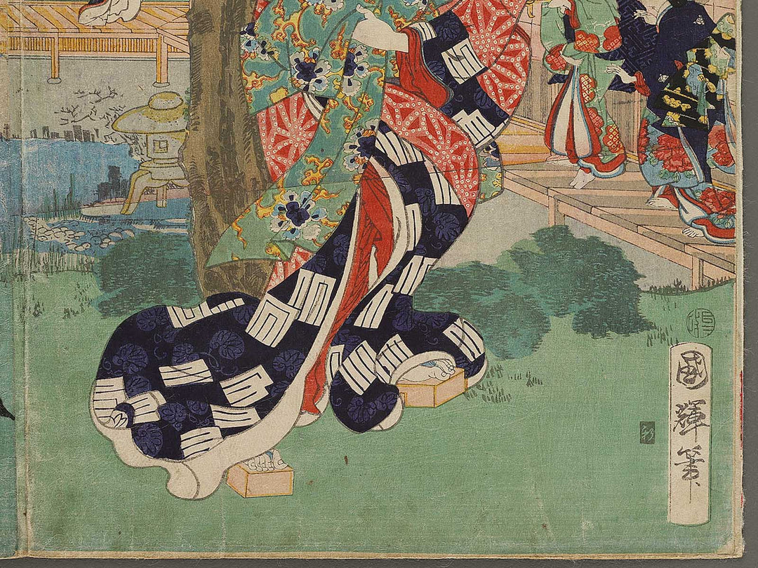 Mitsuuji struggles with a thief from Kasumitatsu Miyoshi no Genji by Utagawa Kuniteru / BJ327-642