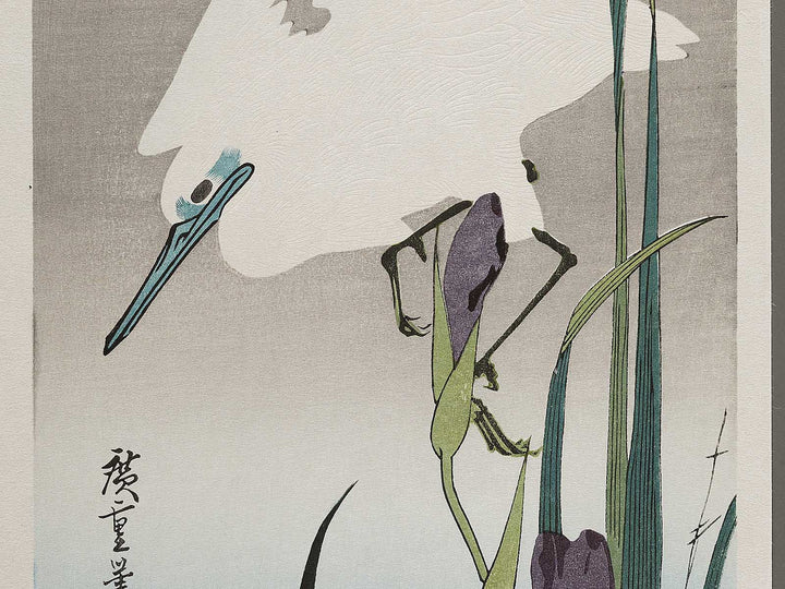 Iris & egret by Utagawa Hiroshige, (Medium print size) / BJ307-692