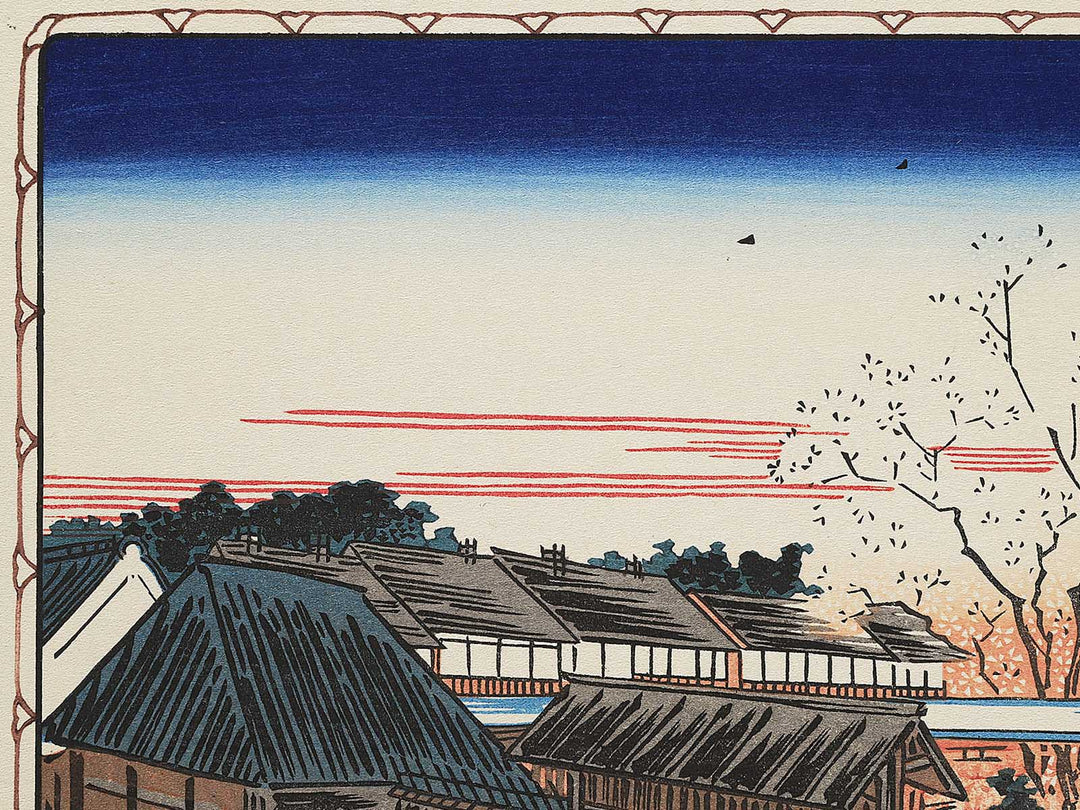 View of cherry-trees at dawn at the New Yoshiwara from the series Famous Places in the Eastern Capital by Utagawa Hiroshige, (Medium print size) / BJ341-880