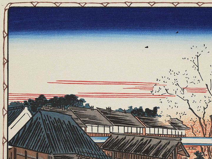 View of cherry-trees at dawn at the New Yoshiwara from the series Famous Places in the Eastern Capital by Utagawa Hiroshige, (Medium print size) / BJ341-880