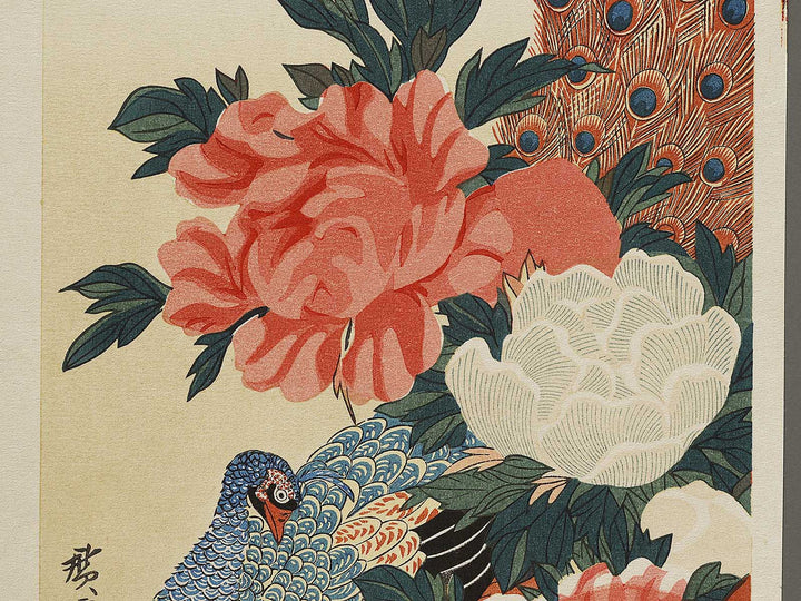 Paeony & Peacock by Utagawa Hiroshige, (Medium print size) / BJ328-181