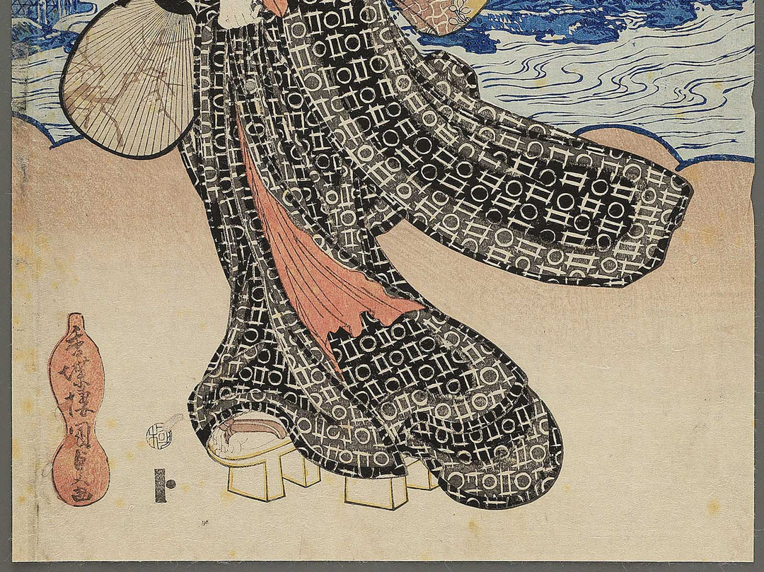 Mutsu meisho Chidori no Tamagawa Yamatoya Baiga from the series Haiyu mutamagao by Kochoro Kunisada (Toyokuni III) / BJ346-423