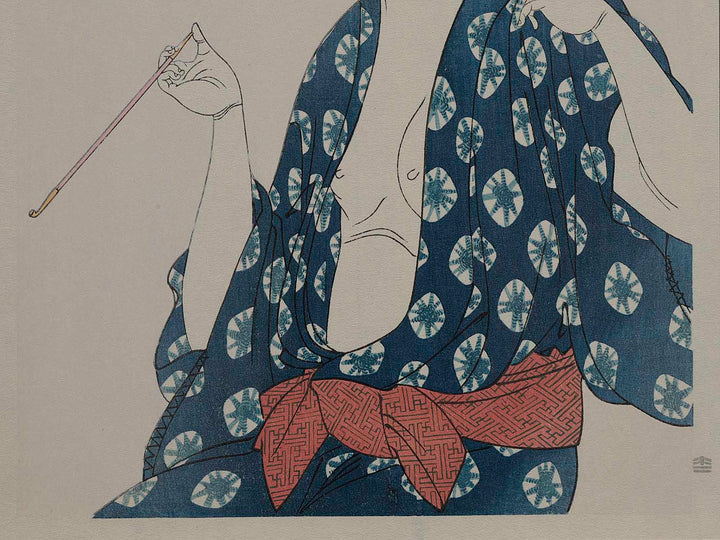Smoking from the series Ten Classes of Women’s Physiognomy by Kitagawa Utamaro, (Medium print size) / BJ223-937