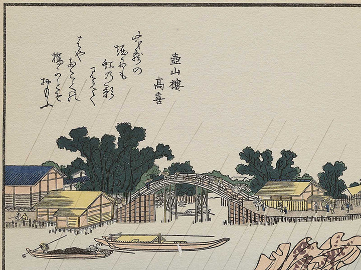 Shin Yanagibashi no hakuu Okekeguro no niji from the series Ehon Sumidagawa ryogan ichiran by Katsushika Hokusai, (Large print size) / BJ341-145