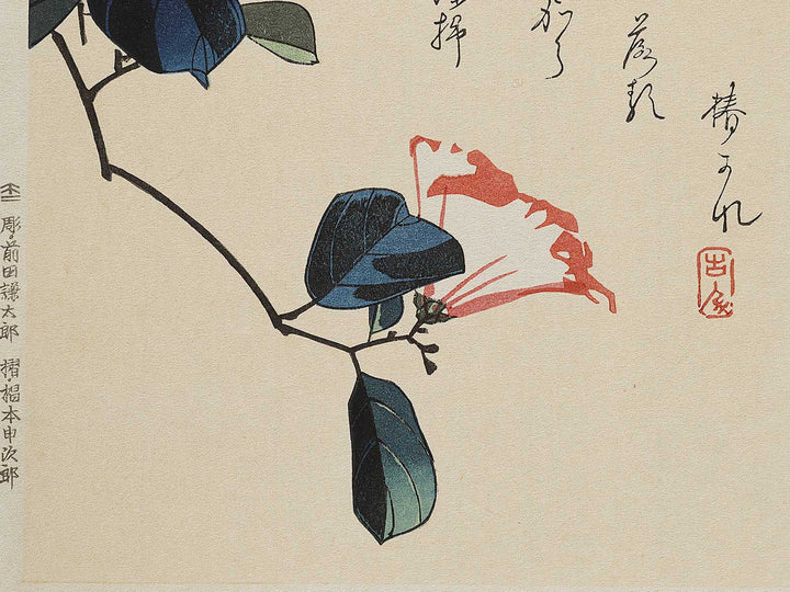 Bullfinch in Tsubaki by Utagawa Hiroshige, (Medium print size) / BJ328-083