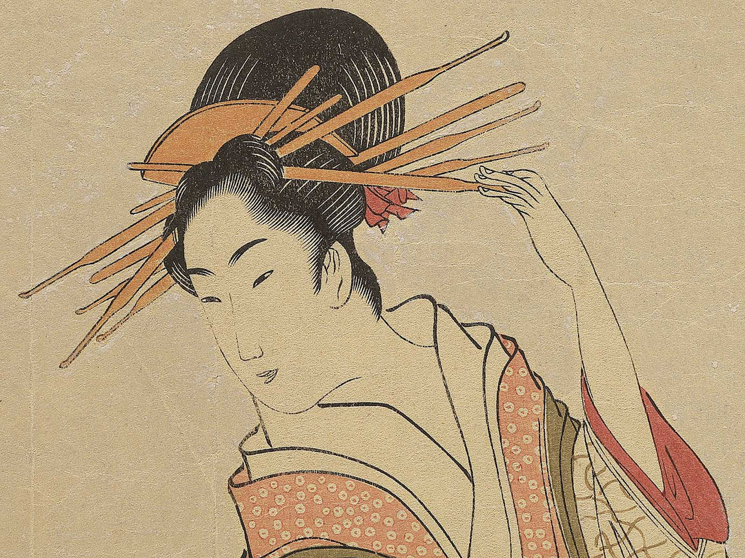 Takigawa of the  giya Brothel: The First Reception Room Appointment of the New Year from the series the series A Comparison of Selected Beauties of the Pleasure Quarters by Chobunsai Eishi, (Large print size) / BJ350-385