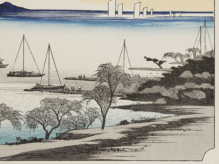Returning sails at Yabase from the series Eight Views of Omi by Utagawa Hiroshige, (Medium print size) / BJ333-956