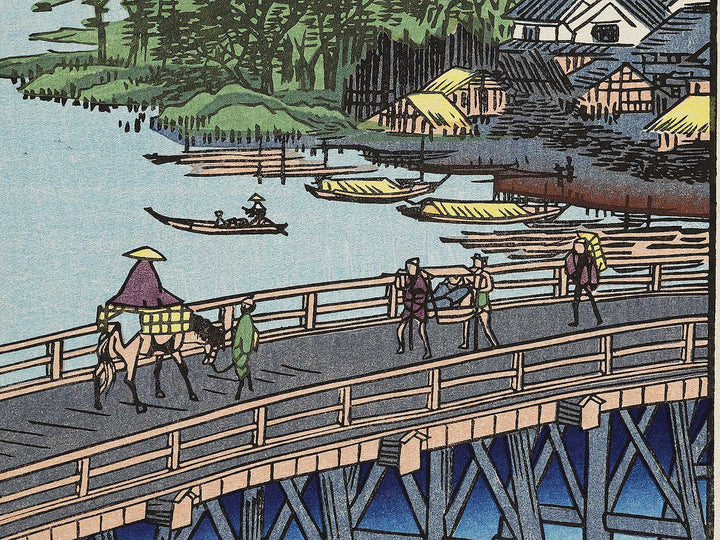 The Great Bridge at Senju from the series One Hundred Famous Views of Edo by Utagawa Hiroshige, (Large print size) / BJ337-015