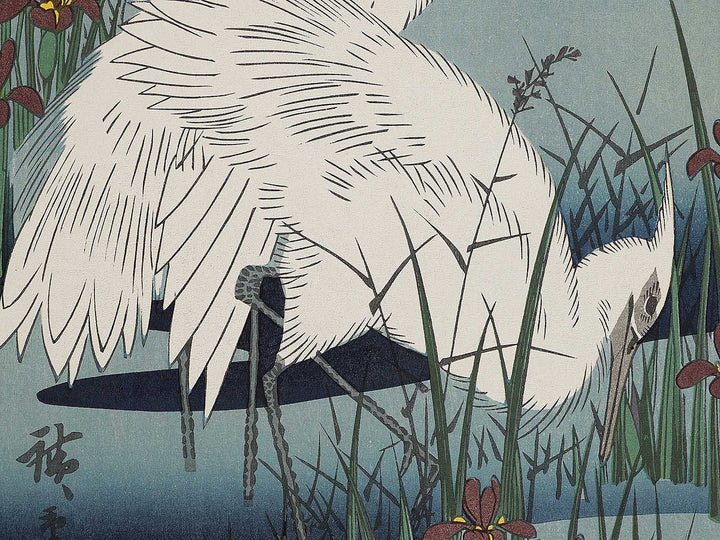 Egret in Iris and Grasses by Utagawa Hiroshige, (Large print size) / BJ324-765