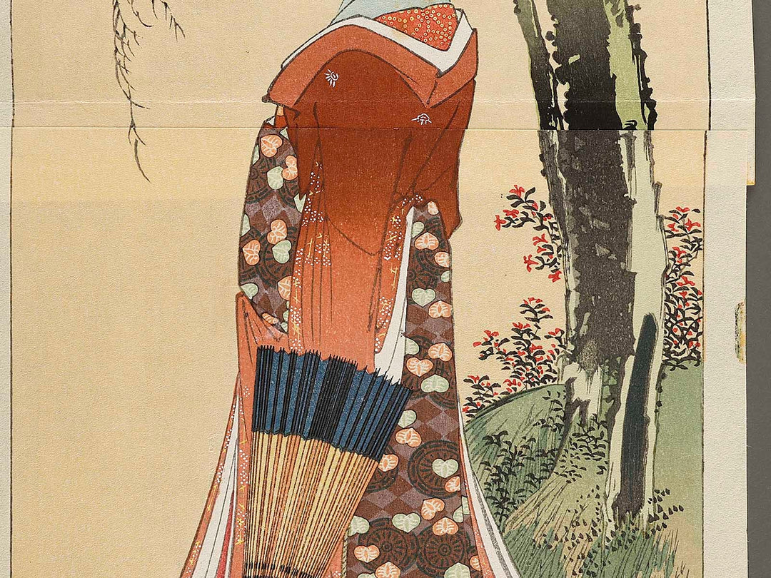 A beautiful woman standing beside the willow by Katsushika Hokusai, (Large print size) / BJ327-593