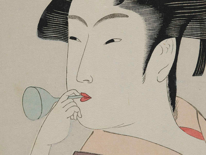 Young Woman Blowing a Popen from the series Ten Types In The Physiognomic Study Of Women by Kitagawa Utamaro, (Large print size) / BJ260-071
