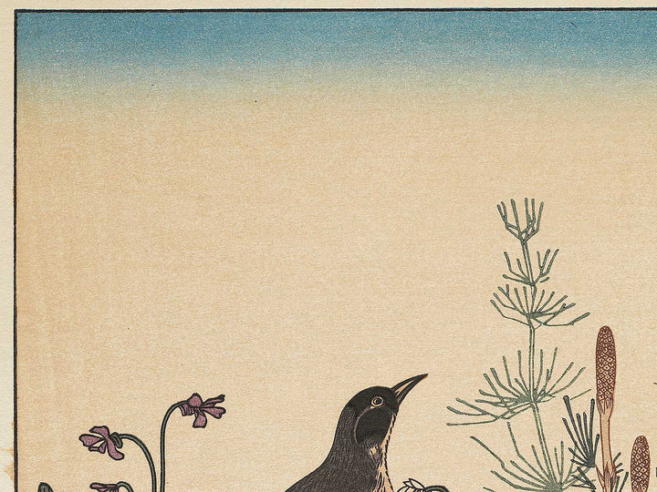 Quail and Skylark from the series Momotidori kyoka awase by Kitagawa Utamaro, (Large print size) / BJ306-887