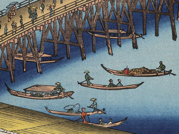 Ryogoku Bridge and the Great Riverbank from the series One Hundred Famous Views of Edo by Utagawa Hiroshige, (Large print size) / BJ337-176