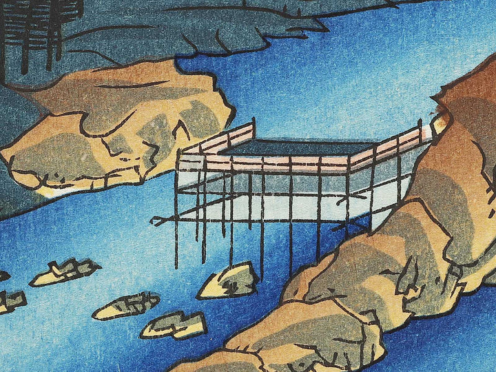 The Currents Around the Weir from the series Famous Views of the Sixty-odd Provinces by Utagawa Hiroshige, (Large print size) / BJ334-159