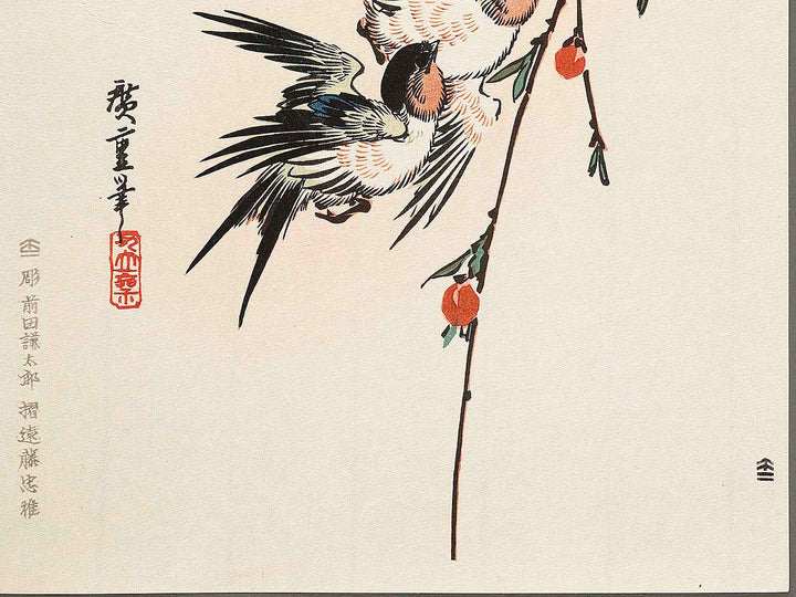 Moonlight night pink   swallow by Utagawa Hiroshige, (Medium print size) / BJ328-132