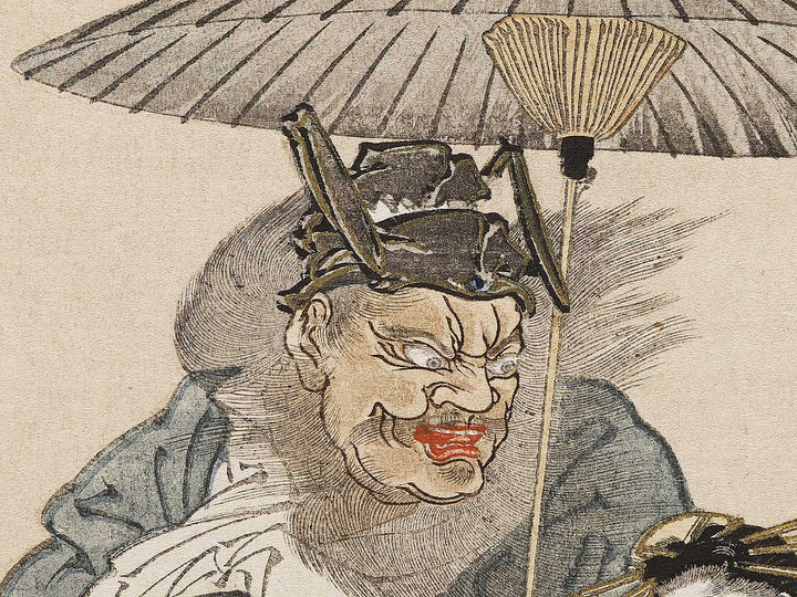 Bijin and Shoki by Kawanabe Kyosai, (Medium print size) / BJ330-799