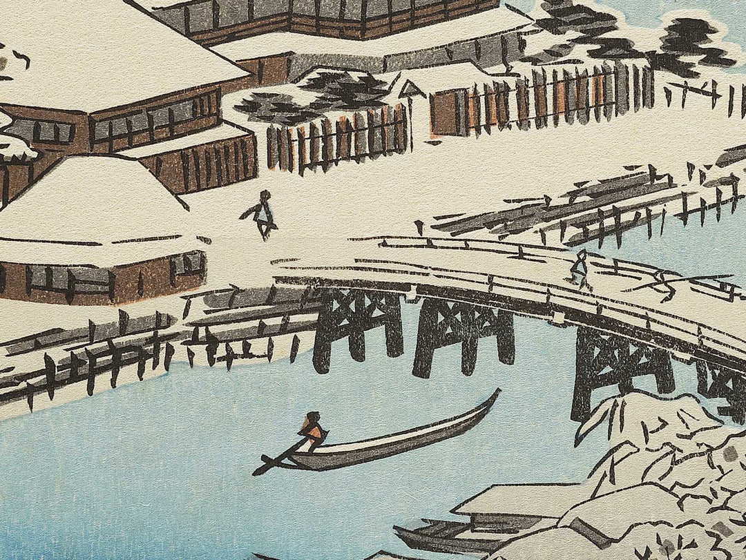 Sumida River, Snowy Morning  from the series Famous Views of the Sixty-odd Provinces by Utagawa Hiroshige, (Large print size) / BJ334-467