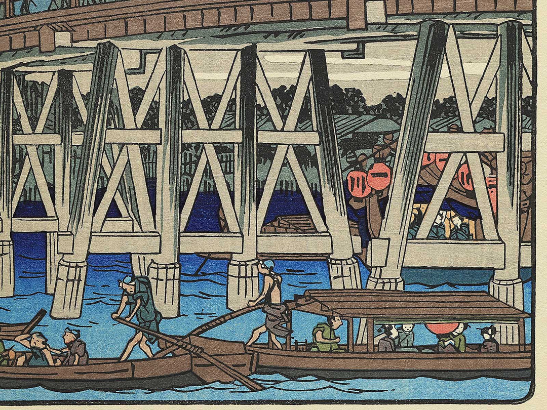 Firework show at Ryogoku from the series Famous Pleces of Edo by Utagawa Hiroshige, (Medium print size) / BJ330-631