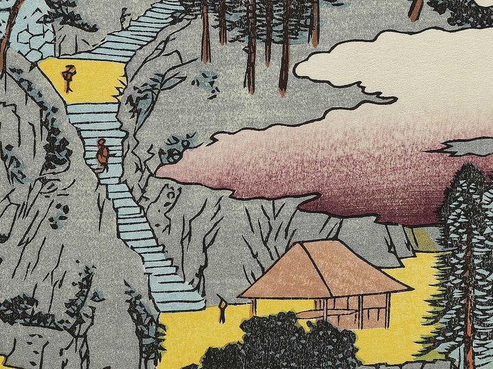 Iwai Valley, Kannon Cave from the series Famous Views of the Sixty-odd Provinces by Utagawa Hiroshige, (Large print size) / BJ334-208