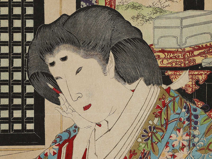 Uta yomi bijin from the series Nishikiori musashi no beppin by Toyohara Kunichika / BJ326-613