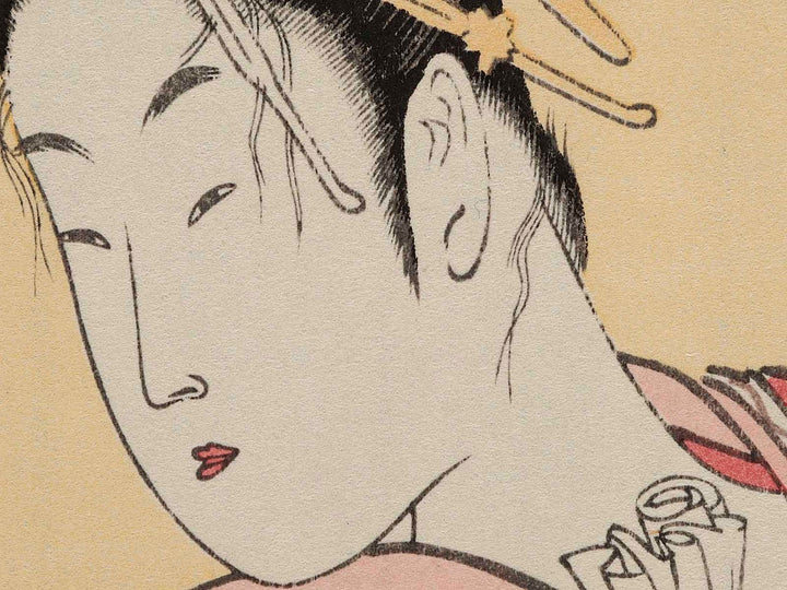 Hanazuma of the Hyogoya from the series A Collection of Contemporary Popular Beauties  by Kitagawa Utamaro, (Medium print size) / BJ226-121