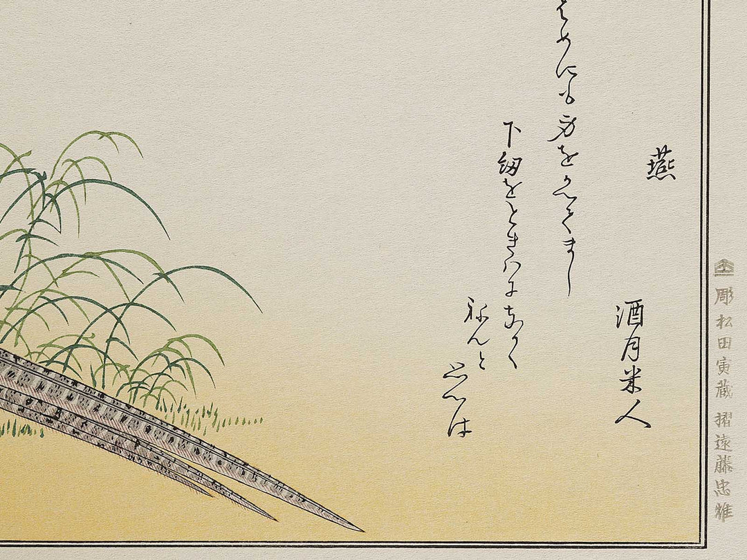 Swallow and Pheasant from the series Momochidori kyoka awase by Kitagawa Utamaro, (Large print size) / BJ327-964