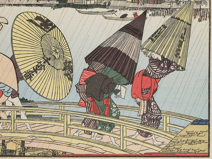 Shin Yanagibashi no hakuu Okekeguro no niji from the series Ehon Sumidagawa ryogan ichiran by Katsushika Hokusai, (Large print size) / BJ341-145
