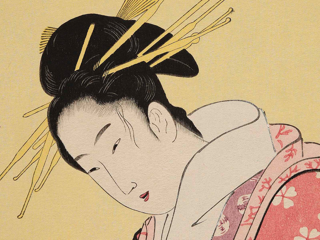 The Oiran Komurasaki of Kadotamaya Reading a Letter from the series Seiro bijin rokkasen by Chobunsai Eishi, (Large print size) / BJ232-694