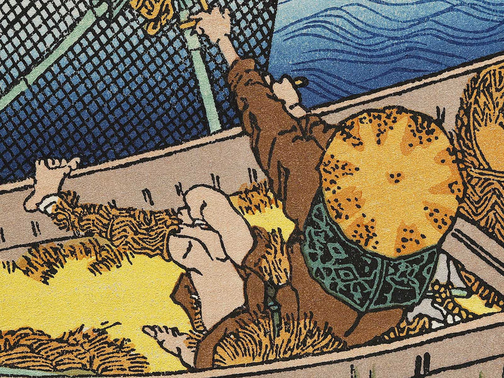 Mt. Fuji behind the net from the series One Hundred Views of Mount Fuji by Katsushika Hokusai, (Medium print size) / BJ321-895