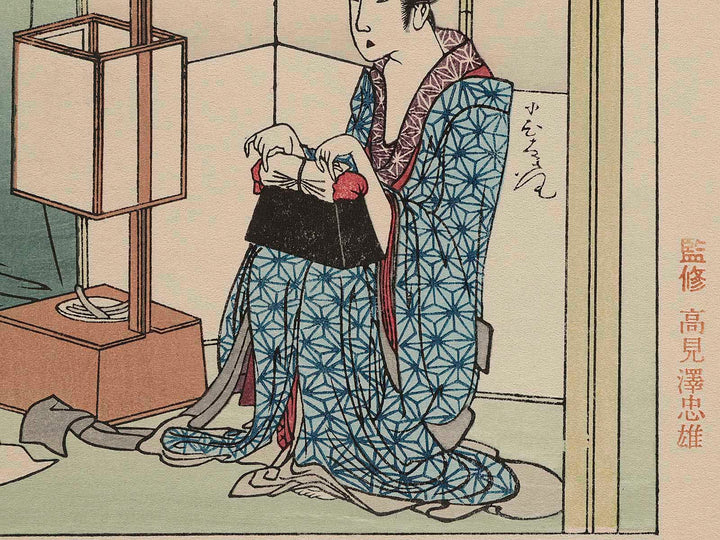 Two belles in the mosquito net from the series Itako zekku by Katsushika Hokusai, (Medium print size) / BJ283-262