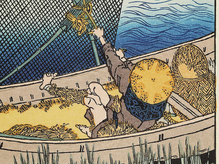 Mt. Fuji behind the net from the series One Hundred Views of Mount Fuji by Katsushika Hokusai, (Medium print size) / BJ327-607