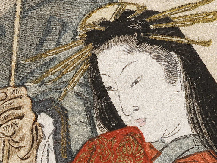 Bijin and Shoki by Kawanabe Kyosai, (Medium print size) / BJ330-799