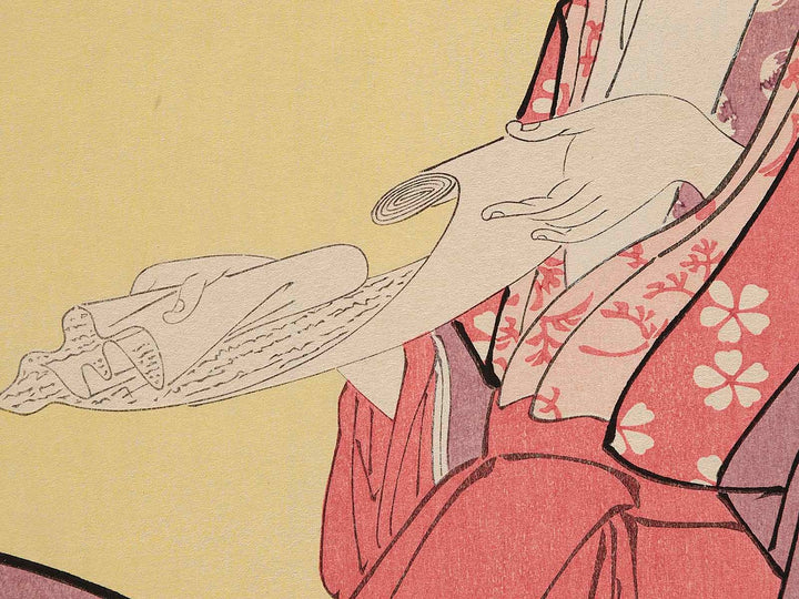 The Oiran Komurasaki of Kadotamaya Reading a Letter from the series Seiro bijin rokkasen by Chobunsai Eishi, (Large print size) / BJ232-694