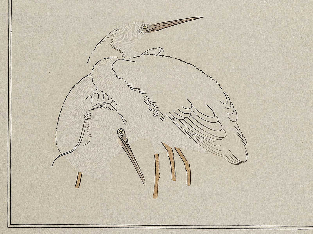 Cormorant and Heron from the series Momochidori kyoka awase by Kitagawa Utamaro, (Large print size) / BJ328-041