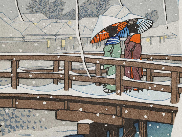 Evening Snow at Edo River by Kawase Hasui, (Large print size) / BJ319-991