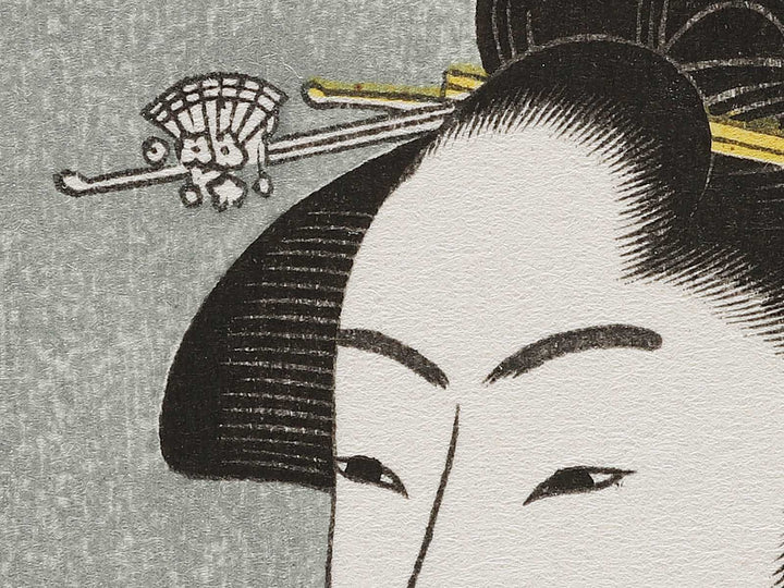 Young Woman Blowing a Popen (glass noisemaker) from the series Ten Classes of Women’s Physiognomy by Kitagawa Utamaro, (Small print size) / BJ335-909