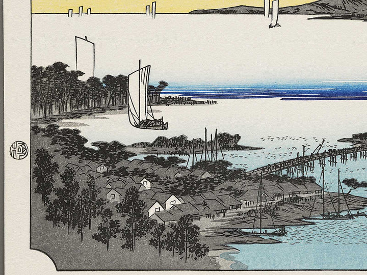 Evening glow at Seta from the series Eight Views of Omi by Utagawa Hiroshige, (Medium print size) / BJ333-963