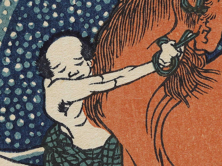 Washu yosino yoshitsune uma arai no taki from the series Shokoku taki meguri by Katsushika Hokusai, (Large print size) / BJ336-588