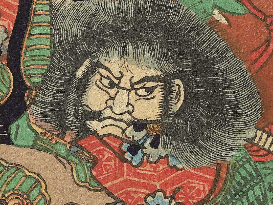 Shijuhachi Hisayoshi no fusehei Takuma Genba no Kami wo ikedoru from the series Hisago gundan gojuyojo by Utagawa Yoshitsuya / BJ348-432