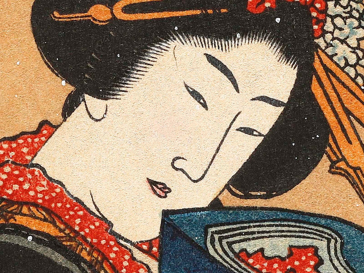 Beauty with Umbrella in the Snow by Katsushika Hokusai, (Medium print size) / BJ321-846