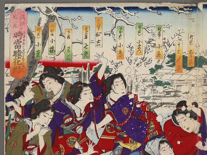 Sumida yuran toki ni ataru mutsumi no hanagata by Toyohara Kunichika / BJ315-938