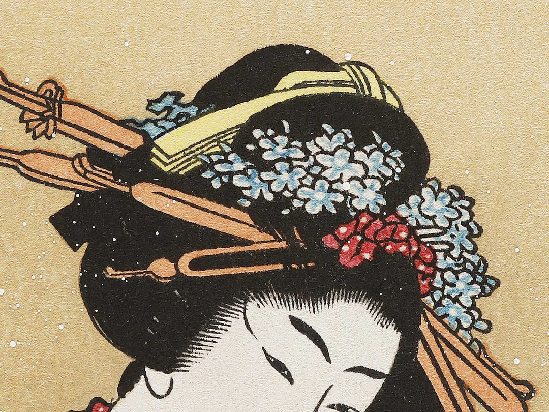 Beauty with Umbrella in the Snow by Katsushika Hokusai, (Medium print size) / BJ327-285