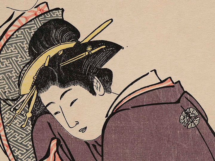 Three Beauties in the Wind from the series A Comparison of Fashionable Beauties of the Gay Quarters by Torii Kiyonaga, (Large print size) / BJ232-806